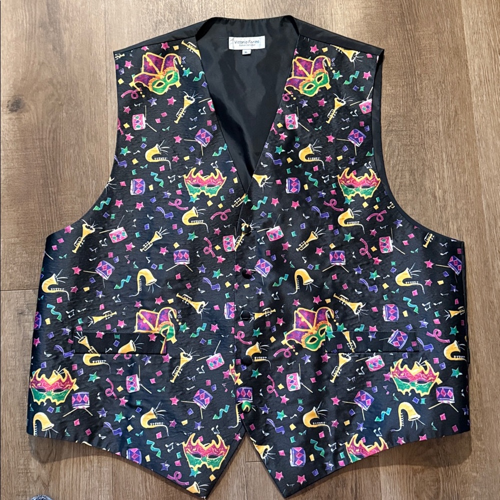 Vittorio Farina Mardi Gras Mask adjustable Vest XL